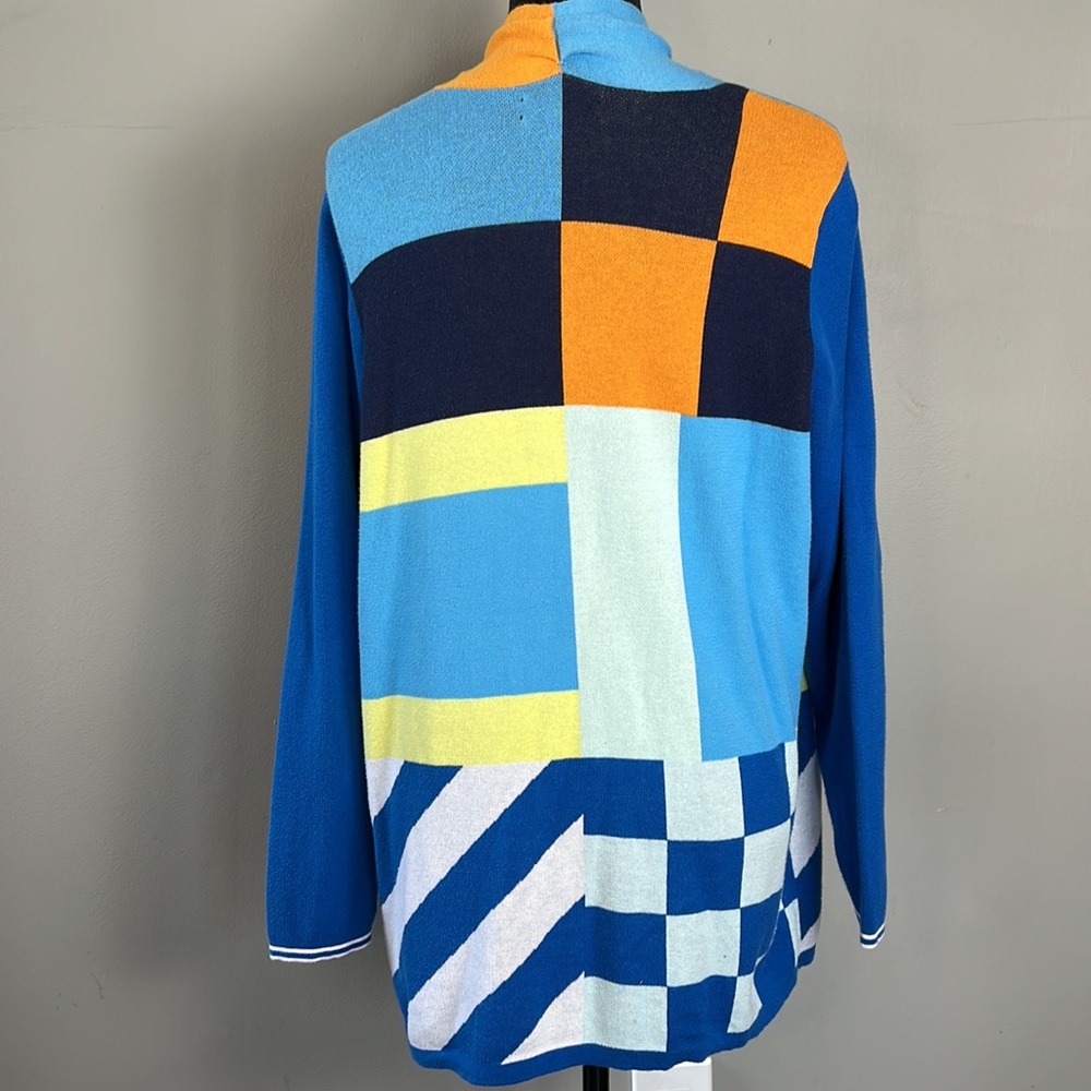 Bold & Bright Multi Color Multi Pattern Cardigan Sweater with Pockets - Picture 5 of 7